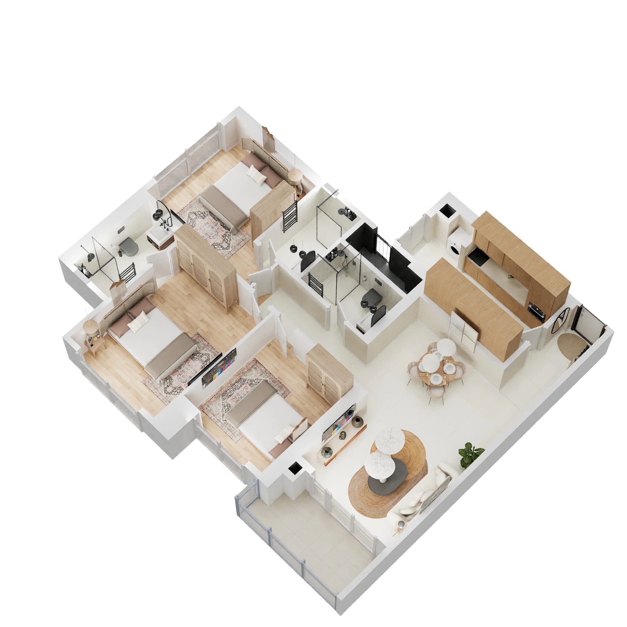 3 BHK 1052 Sq. Ft. Apartment