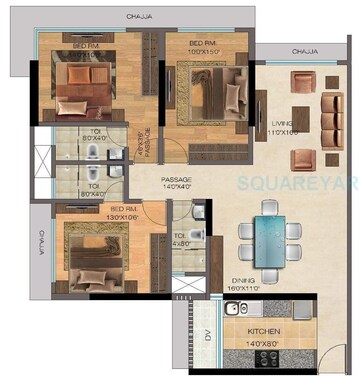  2 BHK Apartment at The Wadhwa Anmol Fortune, Unnat Nagar – for Rent
