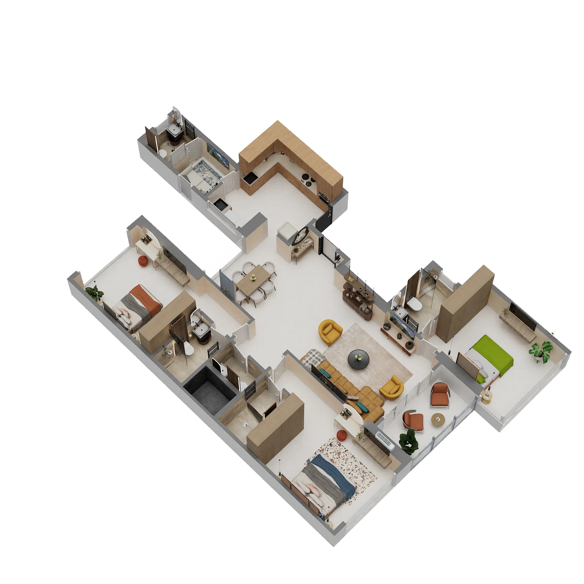 Floor plan of 3 BHK 1464 Sq. Ft. Apartment in The Wadhwa Artek Park, Mumbai
