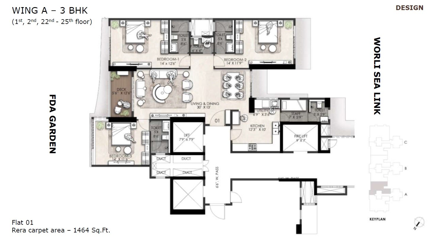 3 BHK 1464 Sq. Ft. Apartment