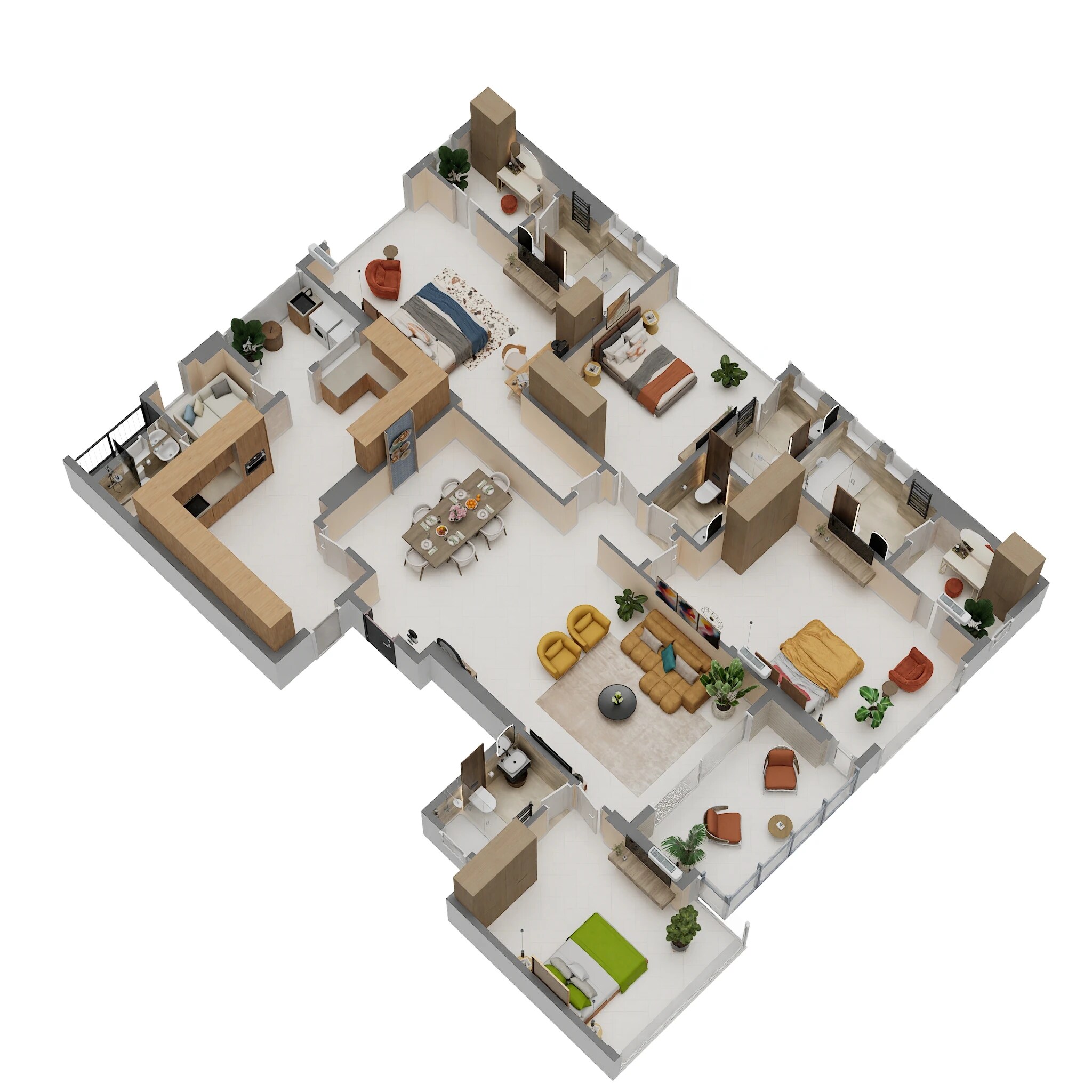 Floor plan of 4 BHK 2205 Sq. Ft. Apartment in The Wadhwa Artek Park, Mumbai