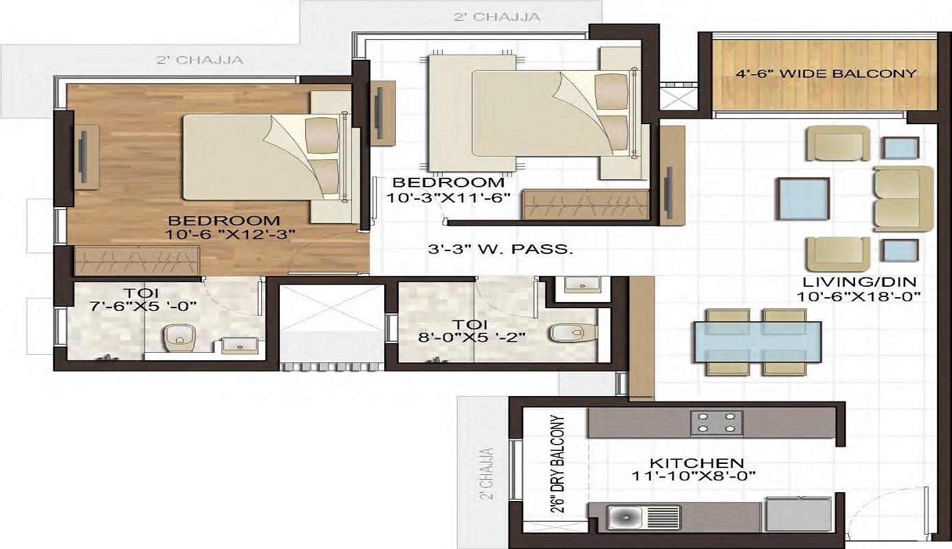 2 BHK Apartment at The Wadhwa Atmosphere, Mulund West – for Rent