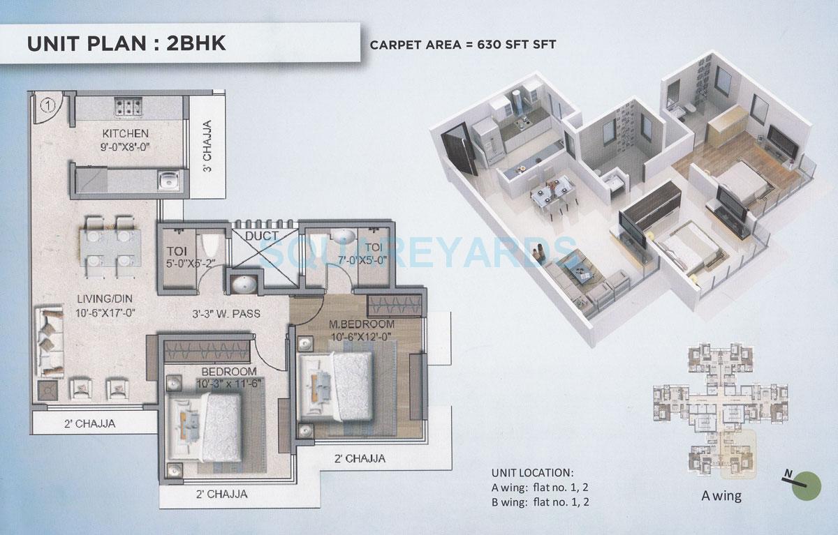  2 BHK Apartment at The Wadhwa Atmosphere, Mulund West – for Rent