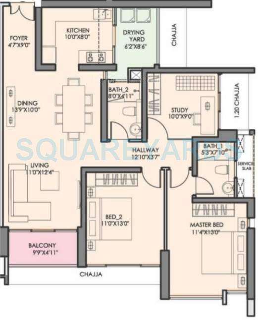 2 BHK 687 Sq. Ft. Apartment in Radius Imperial Heights Epitome