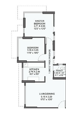 2 BHK 649 Sq. Ft. Apartment in The Wadhwa Prima Residences