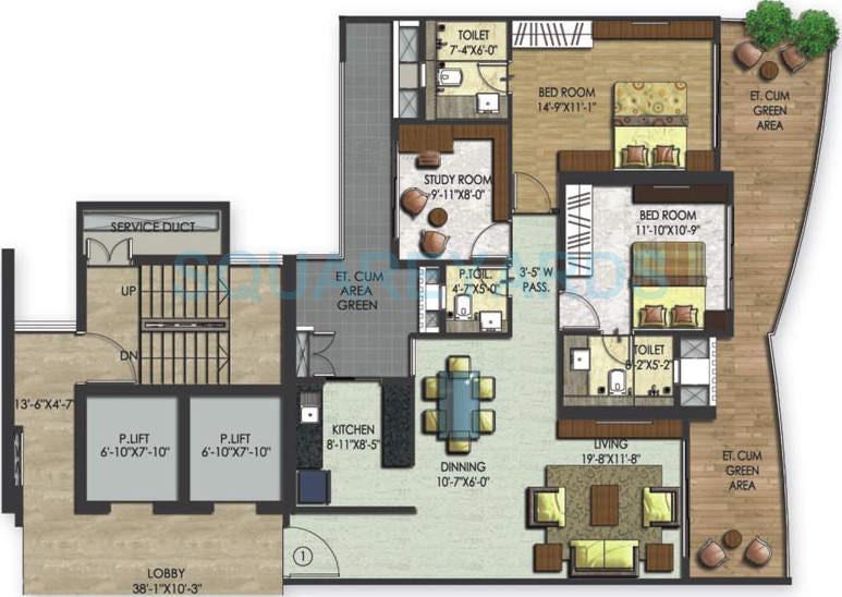Floor plan of 2 BHK 2000 Sq. Ft. Apartment in The Wadhwa The Nest, Mumbai