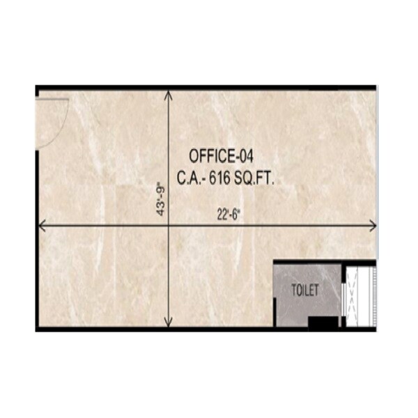 Floor plan of 616 Sq. Ft. Office Space in The Wadhwa Venue 52, Mumbai