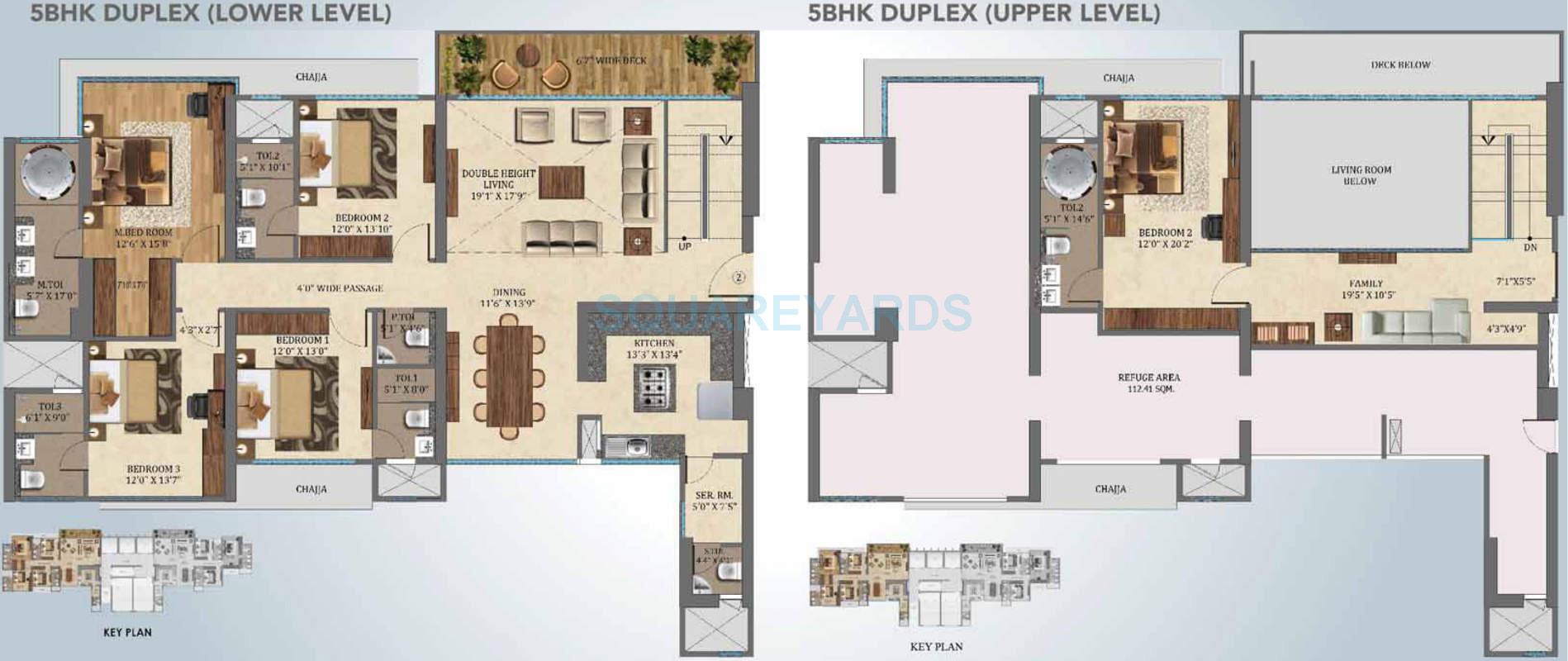 Floor plan of 5 BHK 3087 Sq. Ft. Apartment in The Wadhwa W54, Mumbai