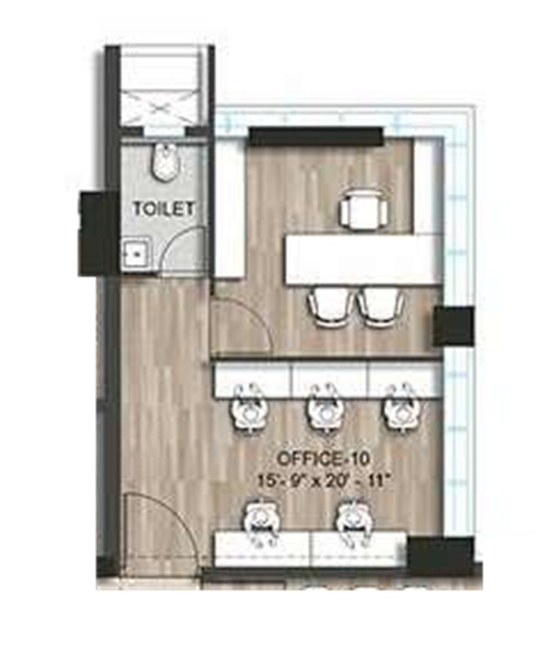 Floor plan of 600 Sq. Ft. Office Space in The Waterfront, Mumbai