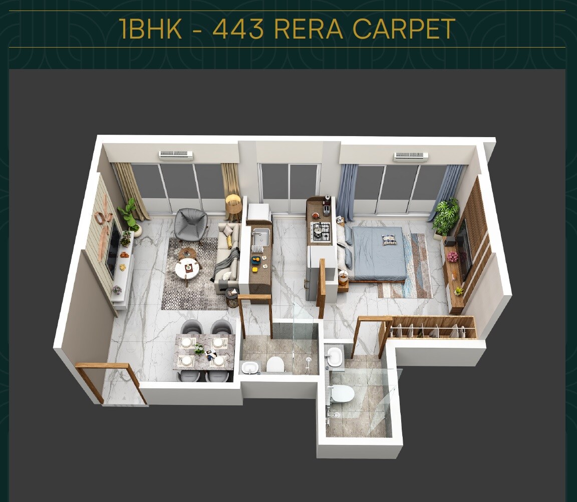 1 BHK 443 Sq. Ft. Apartment