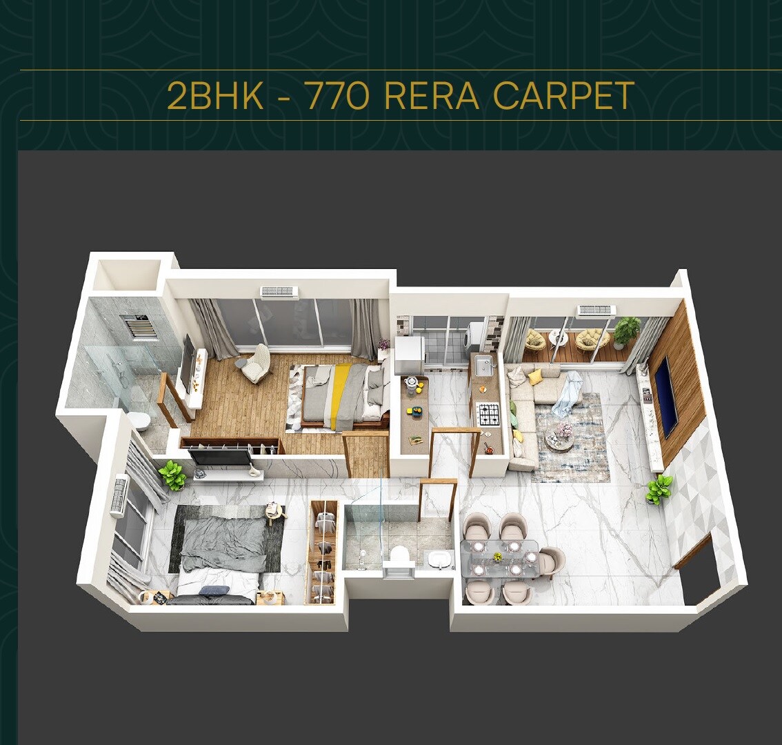 2 BHK 770 Sq. Ft. Apartment