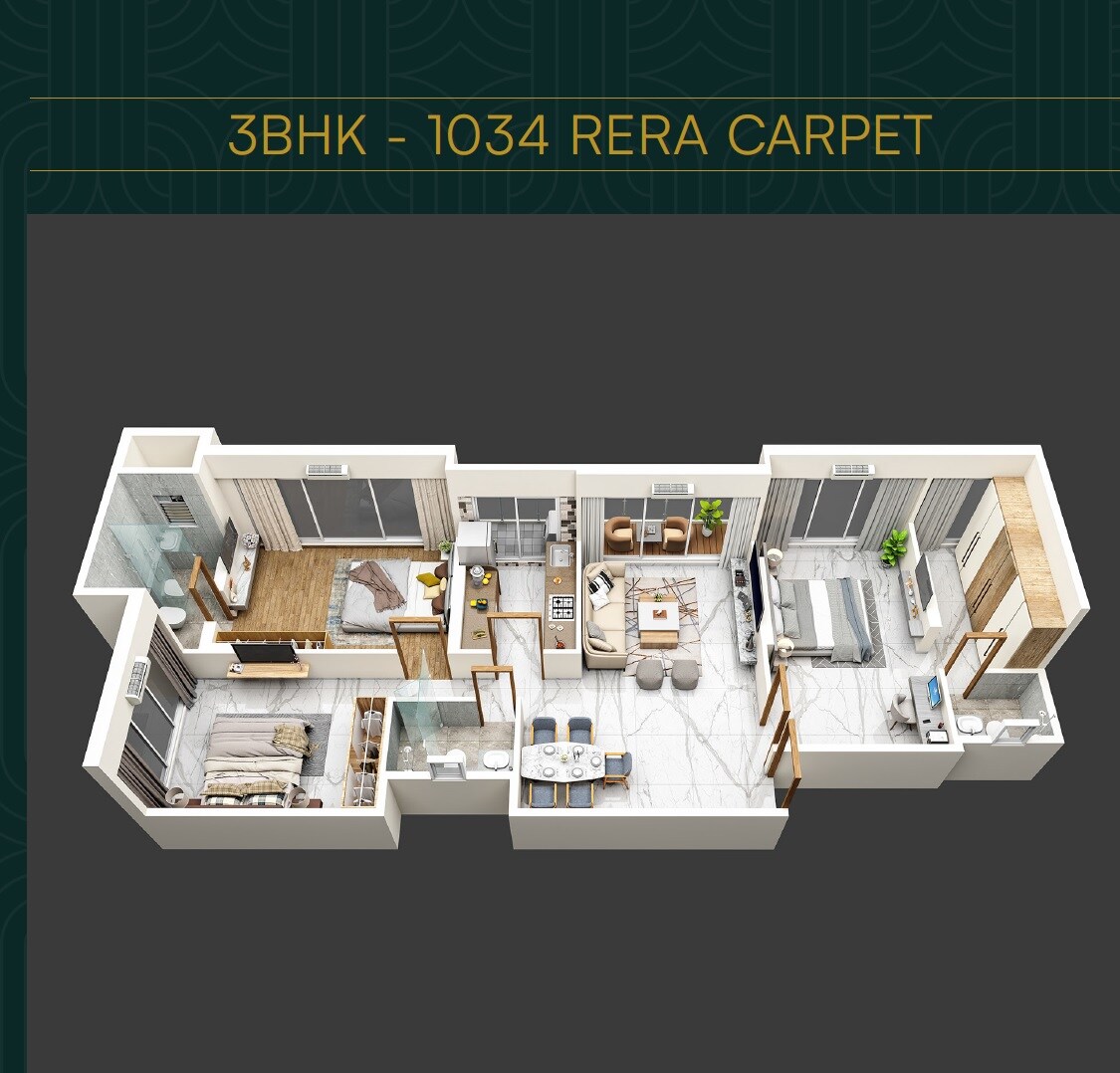 3 BHK 1034 Sq. Ft. Apartment