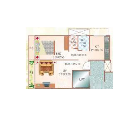 1 BHK 728 Sq. Ft. Apartment in Tilak Nagar Building