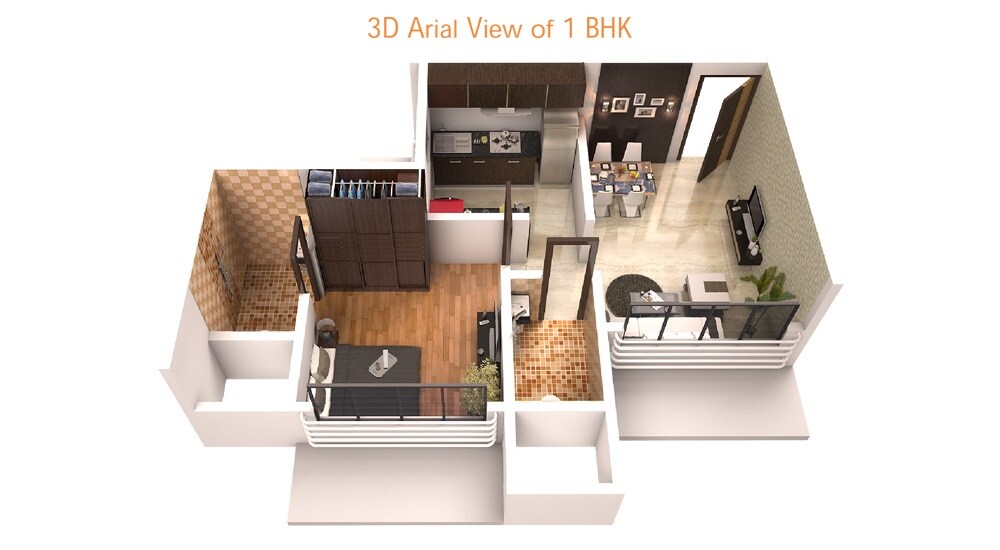Floor plan of 1 BHK 389 Sq. Ft. Apartment in Tirupathi The Windsor, Mumbai
