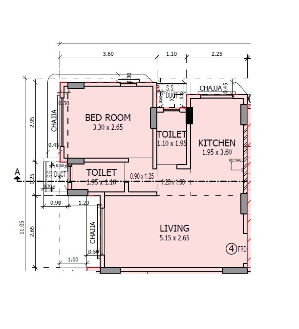 Floor plan of 1 BHK 300 Sq. Ft. Apartment in Toral Hari Niwas, Mumbai