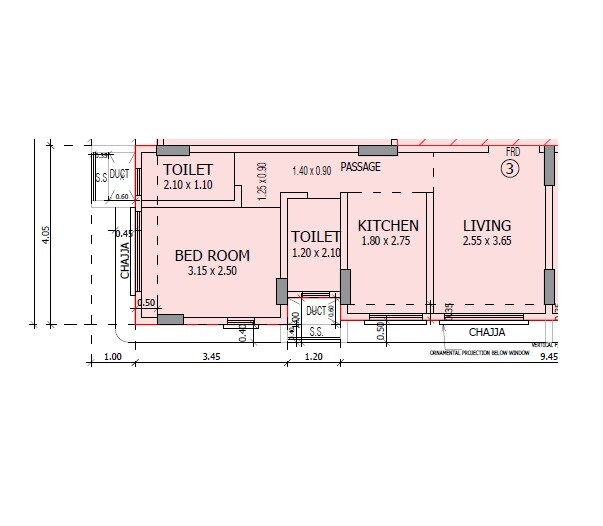 Floor plan of 1 BHK 408 Sq. Ft. Apartment in Toral Hari Niwas, Mumbai