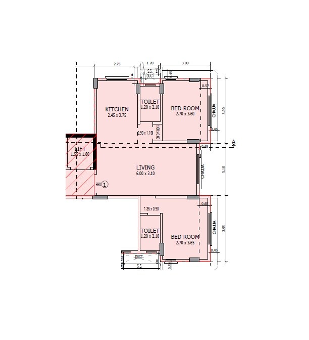 Floor plan of 2 BHK 621 Sq. Ft. Apartment in Toral Hari Niwas, Mumbai