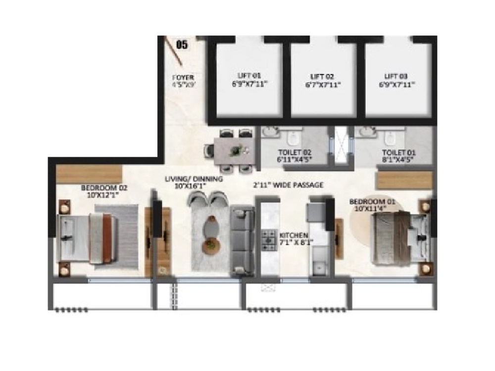 2 BHK 597 Sq. Ft. Apartment in Transcon Silverbay