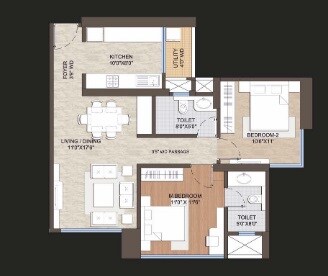Floor plan of 2 BHK 707 Sq. Ft. Apartment in Transcon Tirumala Belle Vue, Mumbai