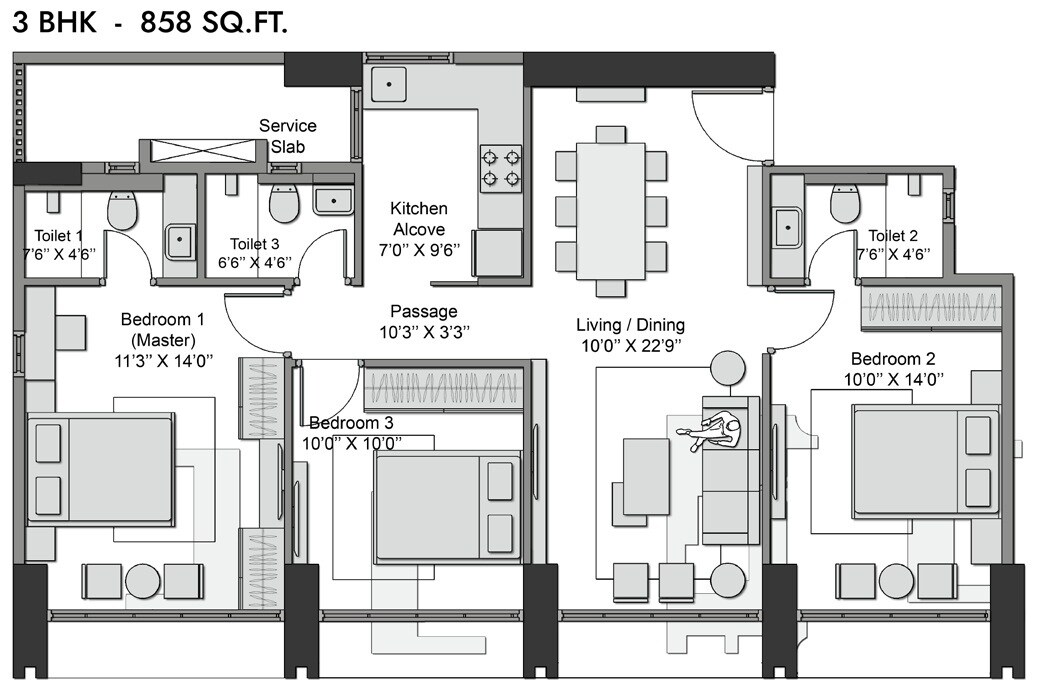  3 BHK Apartment at Transcon Triumph Tower 2, Andheri West – for Rent