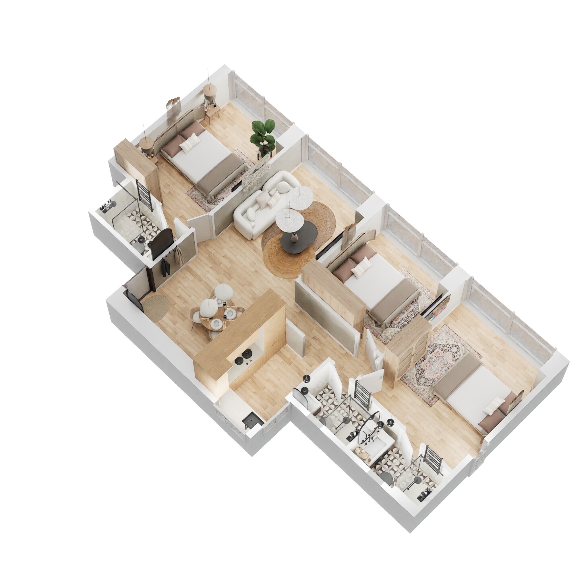 3 BHK 858 Sq. Ft. Apartment