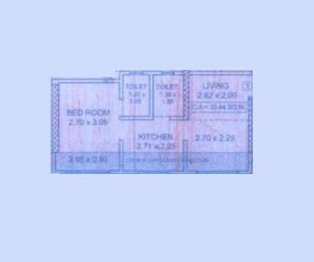 Floor plan of 1 BHK 500 Sq. Ft. Apartment in Trident Ozone Platinum Heights, Mumbai