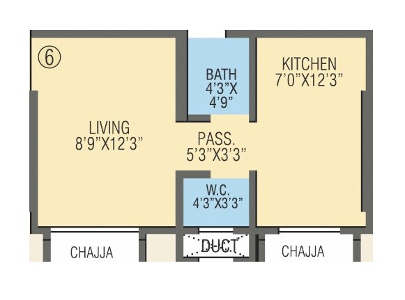 Floor plan of 259 Sq. Ft. Studio in Trident Ozone Platinum Heights, Mumbai