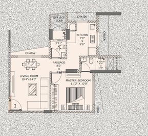 1 BHK 400 Sq. Ft. Apartment in Tridev Kailash Residency