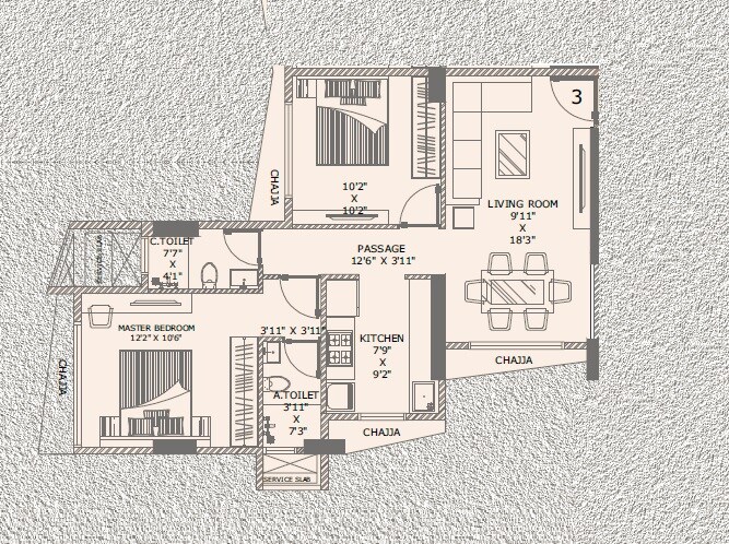 2 BHK 600 Sq. Ft. Apartment
