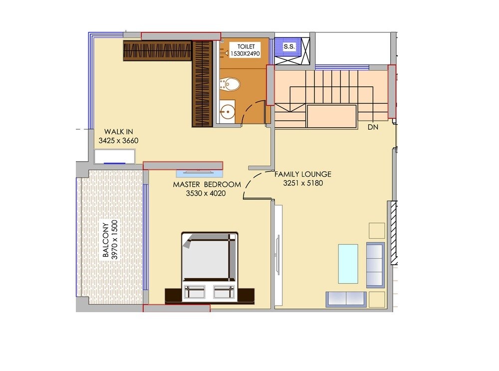 Floor plan of 1 BHK 489 Sq. Ft. Apartment in Tridhaatu Athena, Mumbai