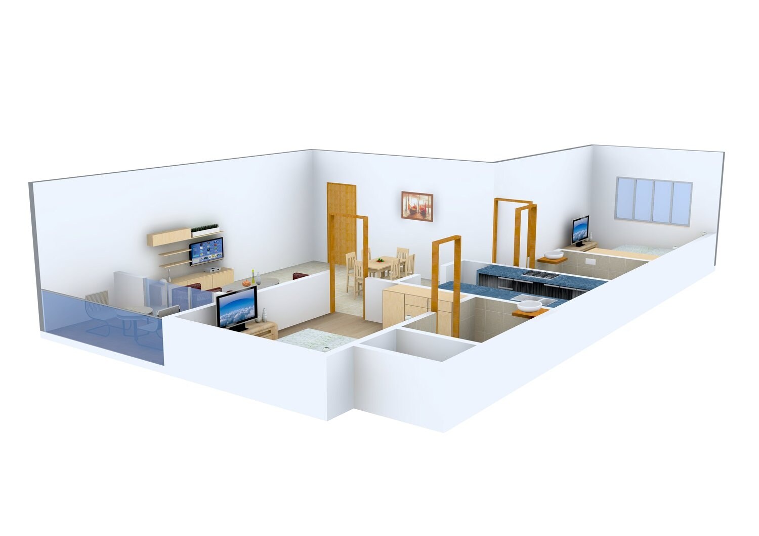 Floor plan of 2 BHK 896 Sq. Ft. Apartment in Tridhaatu The Grand, Mumbai