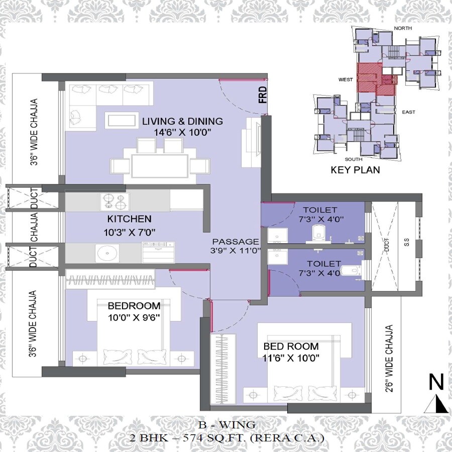 2 BHK 574 Sq. Ft. Apartment