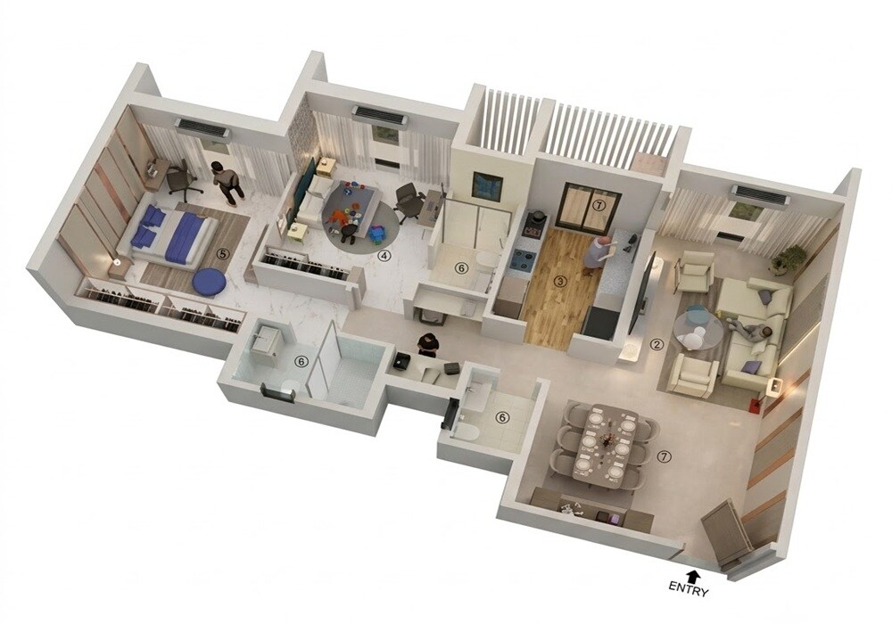 Floor plan of 2 BHK 778 Sq. Ft. Apartment in Trithiya Serenity, Mumbai