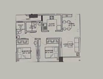 Floor plan of 2 BHK 445 Sq. Ft. Apartment in Triumph Omkareshwar CHS, Mumbai