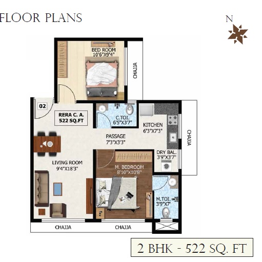 Triveni Rishabraj Classic 2 BHK Layout