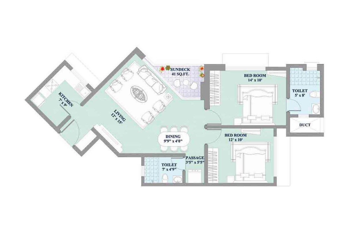 2 BHK 759 Sq. Ft. Apartment