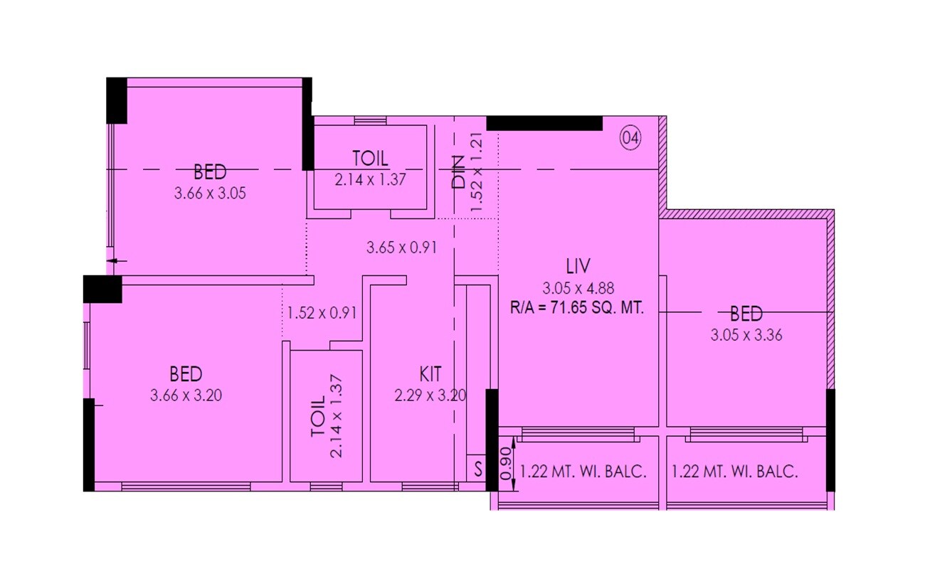 3 BHK 771 Sq. Ft. Apartment