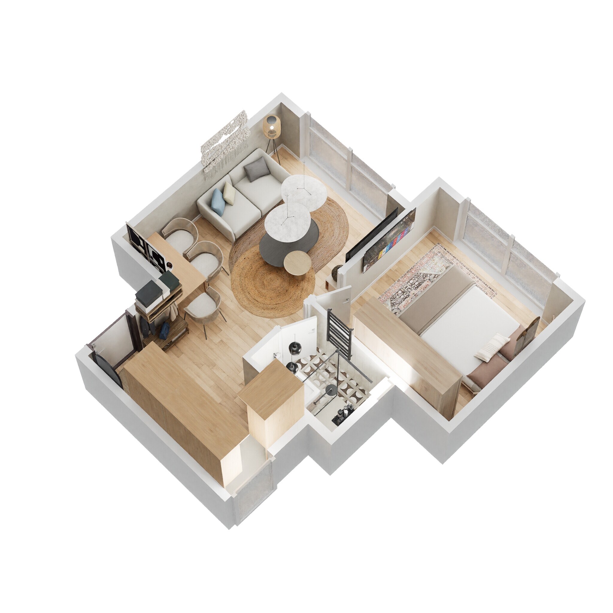 Floor plan of 1 BHK 330 Sq. Ft. Apartment in UK Iona, Mumbai