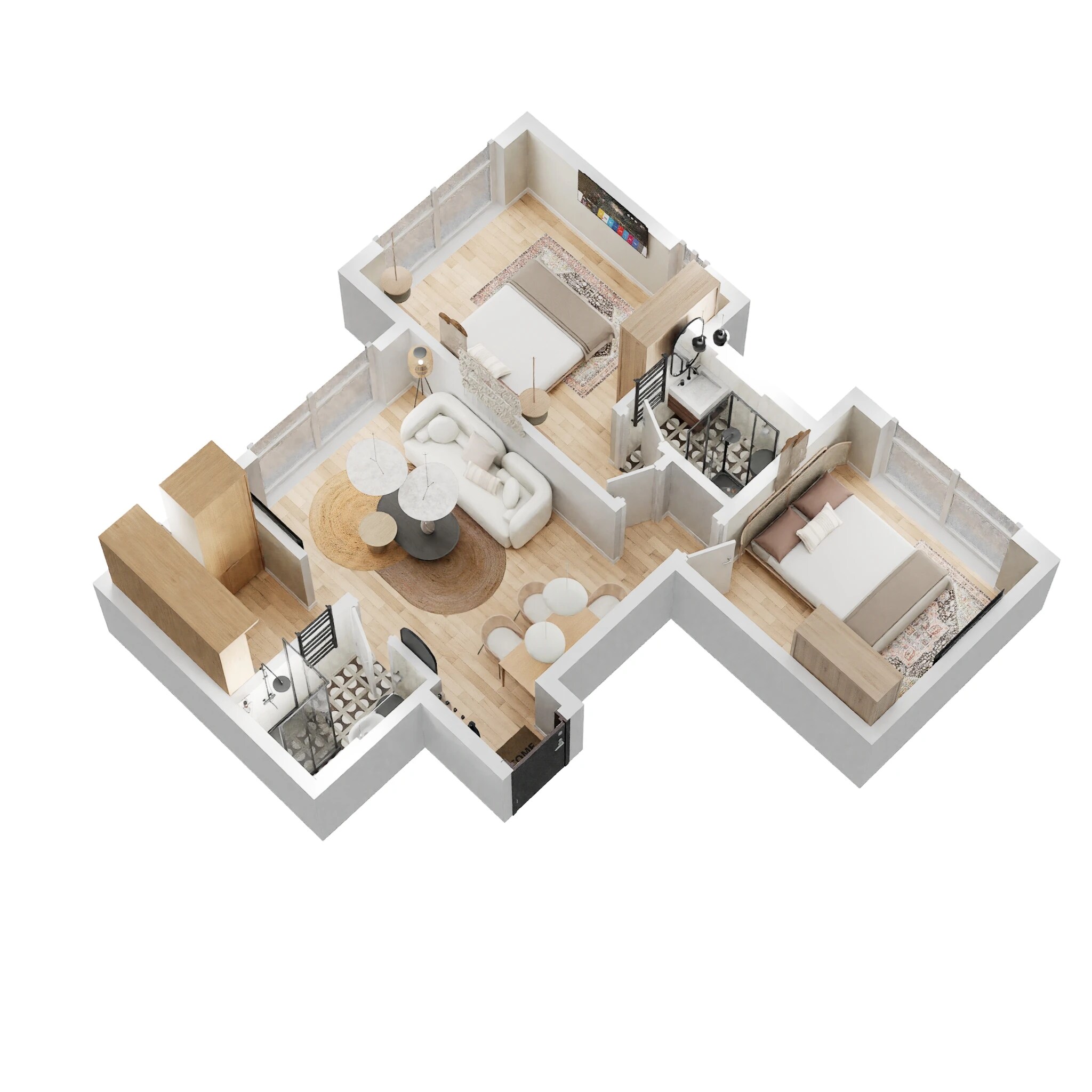 Floor plan of 2 BHK 552 Sq. Ft. Apartment in UK Iona, Mumbai