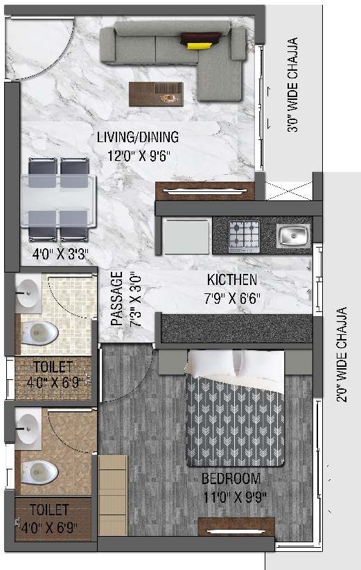 uk iridium tower 2 apartment 1bhk 381sqft11