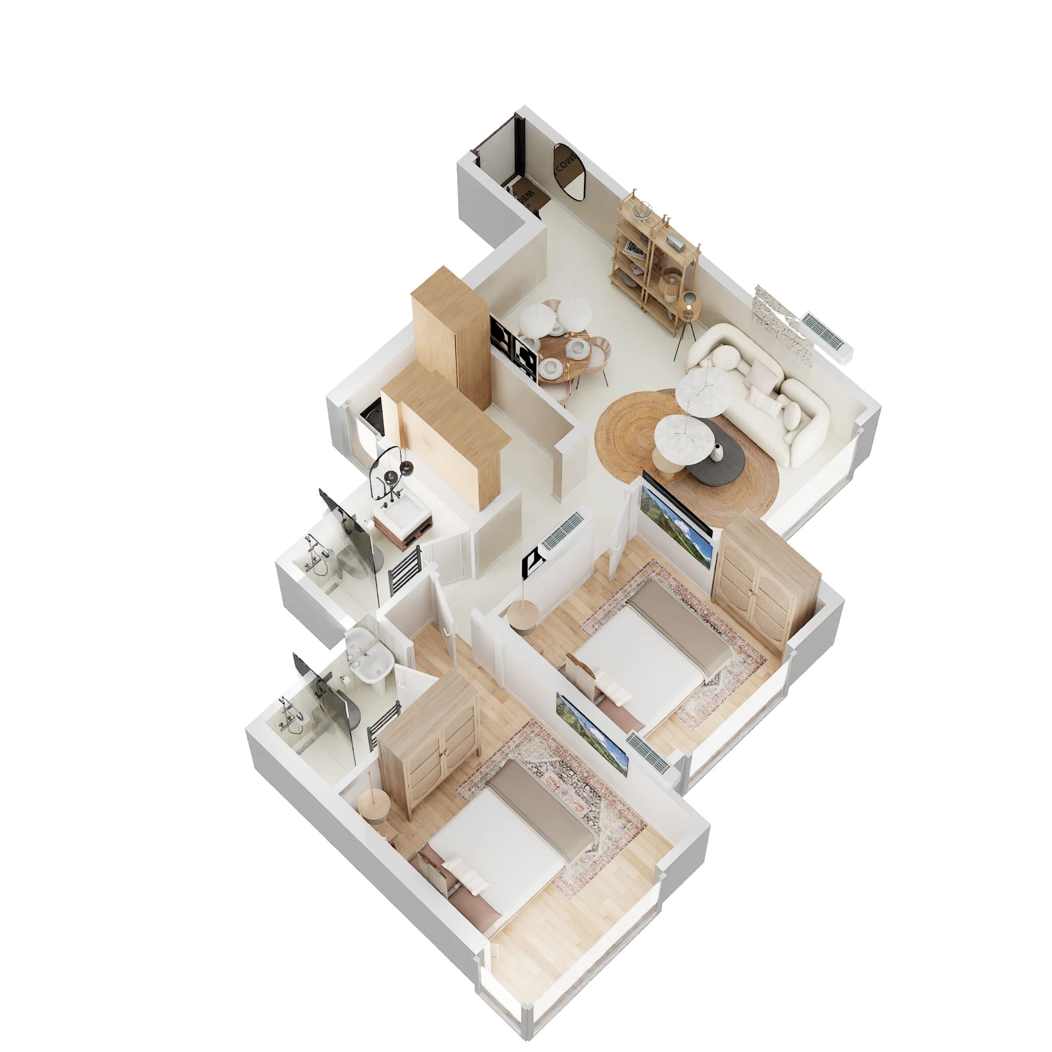 Floor plan of 2 BHK 578 Sq. Ft. Apartment in UK Luxecity, Mumbai