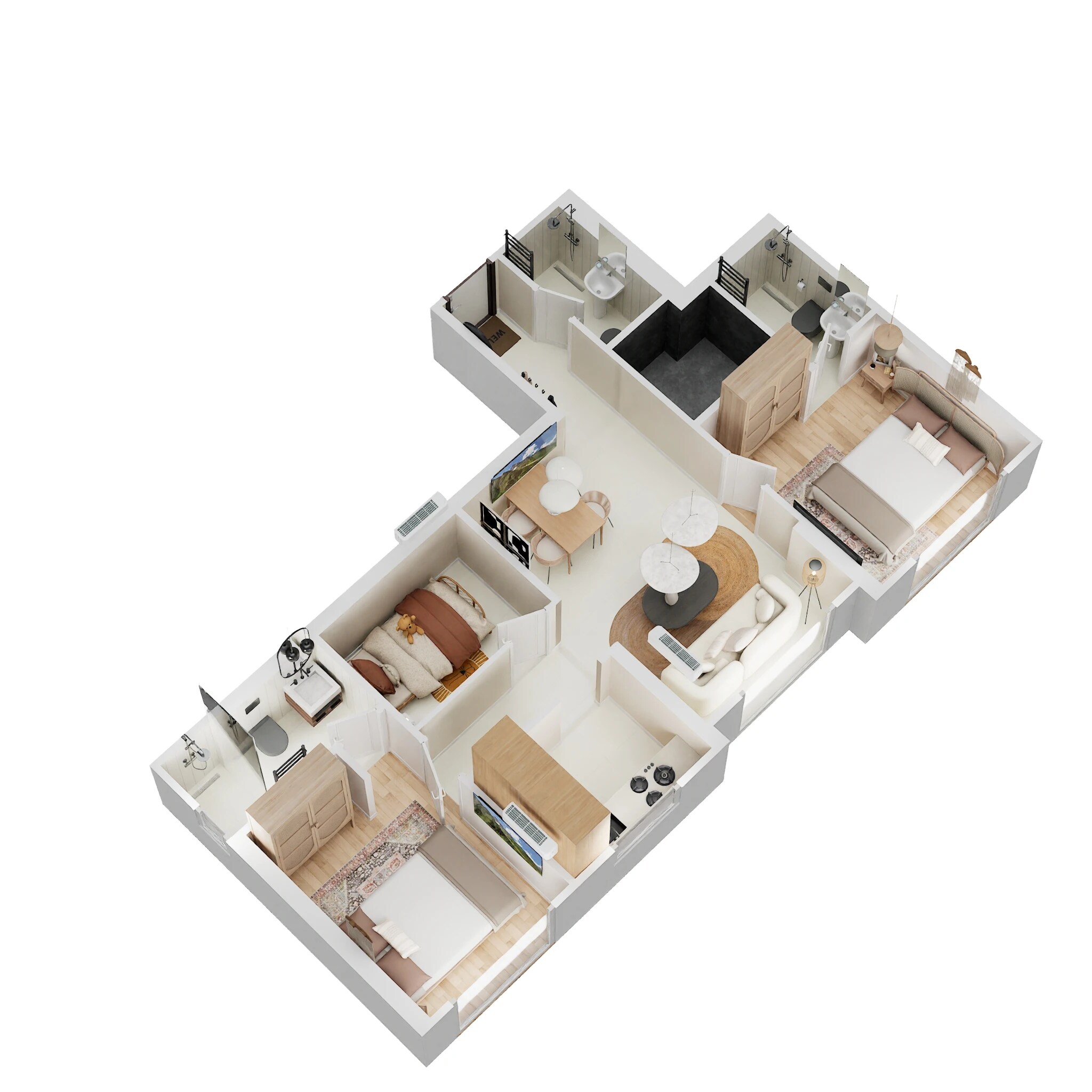 Floor plan of 2 BHK 596 Sq. Ft. Apartment in UK Luxecity, Mumbai