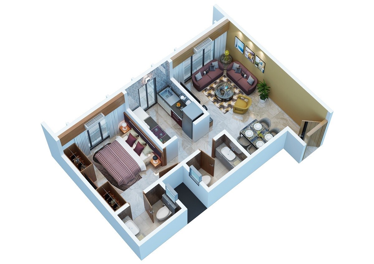 Floor plan of 1 BHK 435 Sq. Ft. Apartment in Umair Ayesha Heights, Mumbai