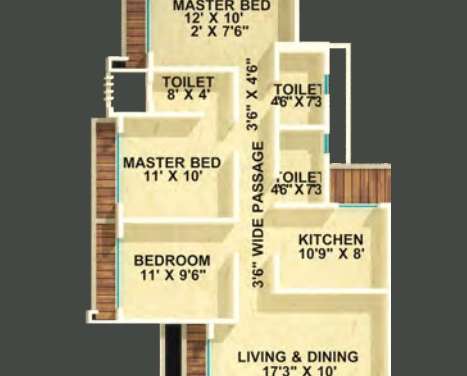 unique poonam estate cluster 2 apartment 3 bhk 838sqft 20234514184523