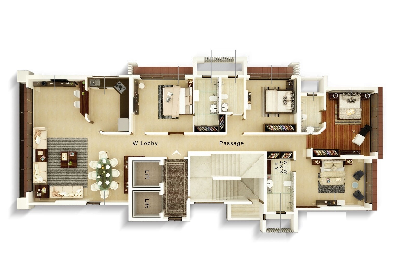 Floor plan of 4 BHK 1717 Sq. Ft. Apartment in Unique Shanti Finessia, Mumbai