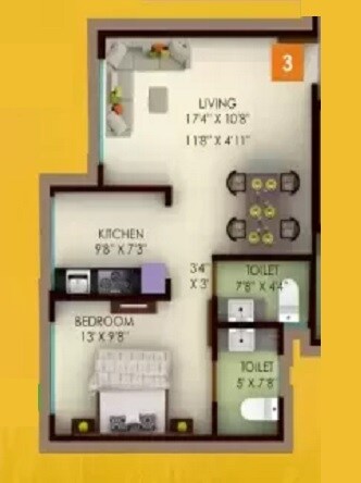1 BHK 528 Sq. Ft. Apartment