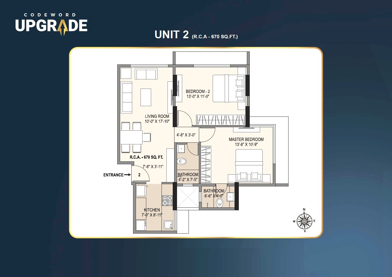 Floor plan of 2 BHK 670 Sq. Ft. Apartment in V City Estella, Mumbai