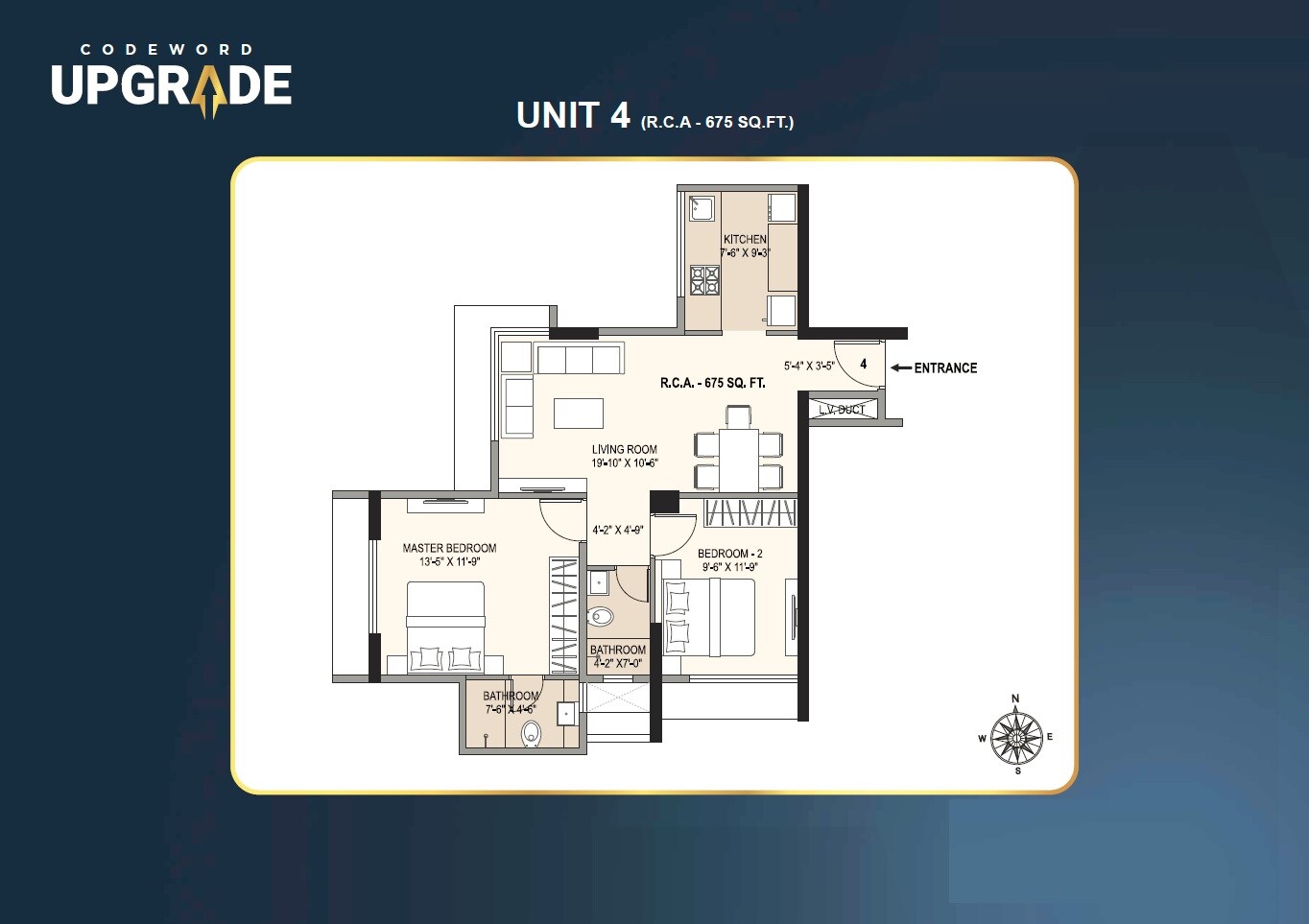 Floor plan of 2 BHK 675 Sq. Ft. Apartment in V City Estella, Mumbai
