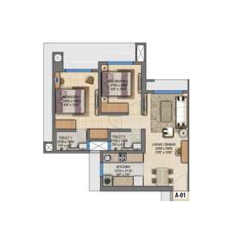 2 BHK 585 Sq. Ft. Apartment