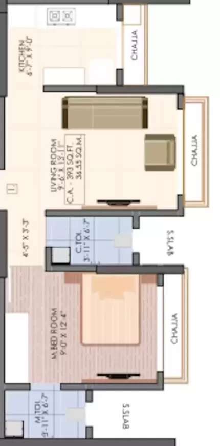 1 BHK 393 Sq. Ft. Apartment in Vaibhavlaxmi Victoria 54